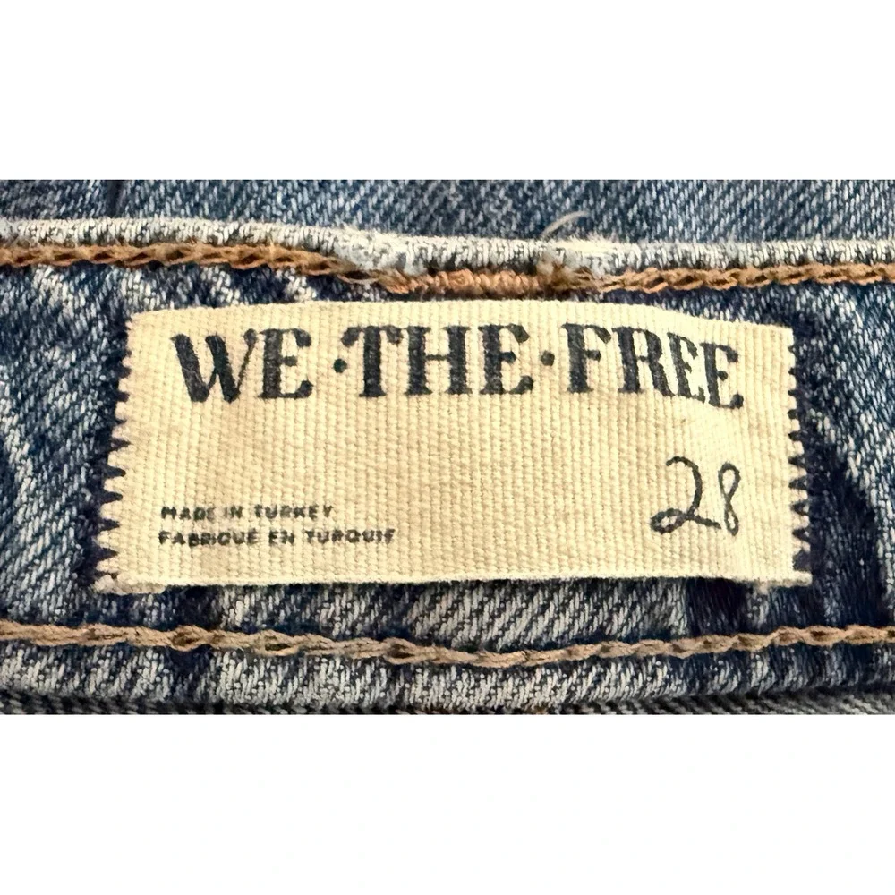 We The Free Women's Tinsley Baggy High Rise Straight Leg Jeans Blue Carpenter 28